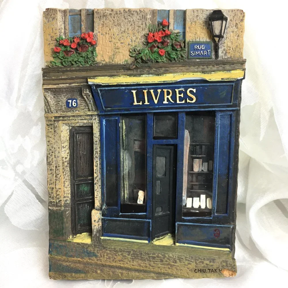 * French Market Wall Set of Four Plaques Chiu Tak Hak Paris Store Front Vtg
